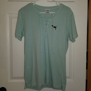 NWOT Pink Lace Up Shirt